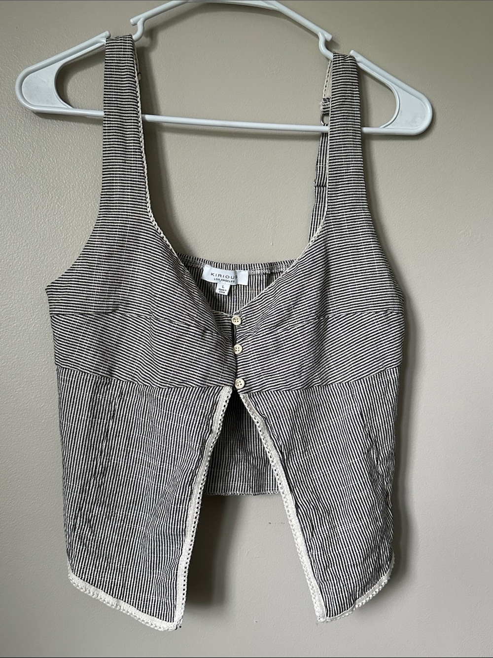 *KIRIOUS LOS ANGELES* Black x White Striped Button-Front Crop Top Size